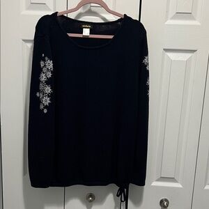 Black Sweater with Snowflake Design